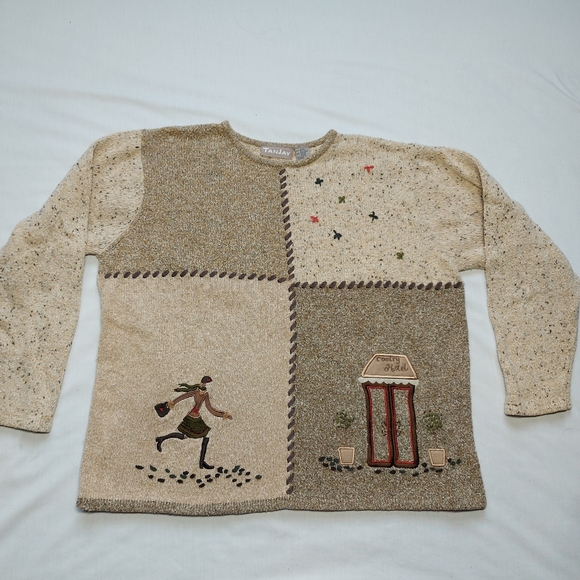 Vintage Tanjay Knit Sweater Women's Brown Country Hotel, Large - Picture 3 of 13